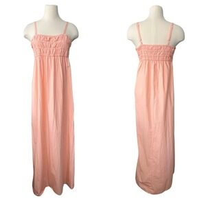 True Craft 100% Cotton Maxi Dress Peach Sz. L Jr. Cowgirl Boho Feminine Casual